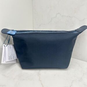 Bluemercury Navy Satin Cosmetic‎ Bag - Lined, Inner Pocket, Seamless Top Zip